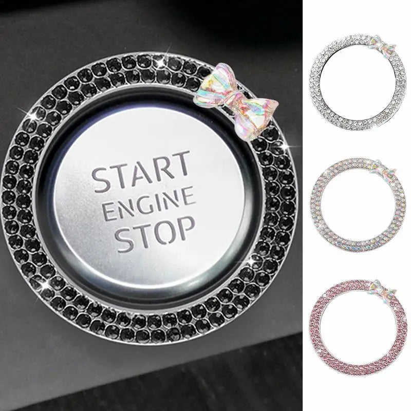 Car ignition button decoration, rhinestone ring, start-stop decorative ring