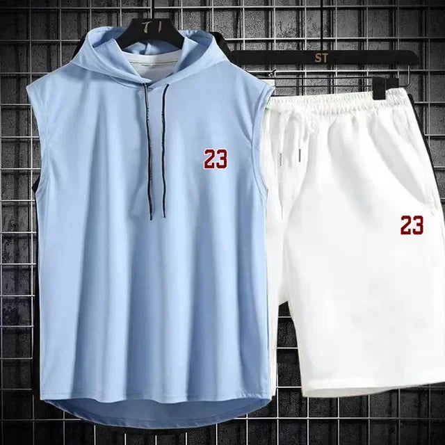 Zweiteiliges lässiges Sommer T-Shirt + Shorts Set für Herren Sportanzug