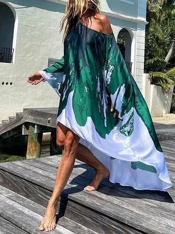 Langes One Shoulder Strand Sommer Kleid