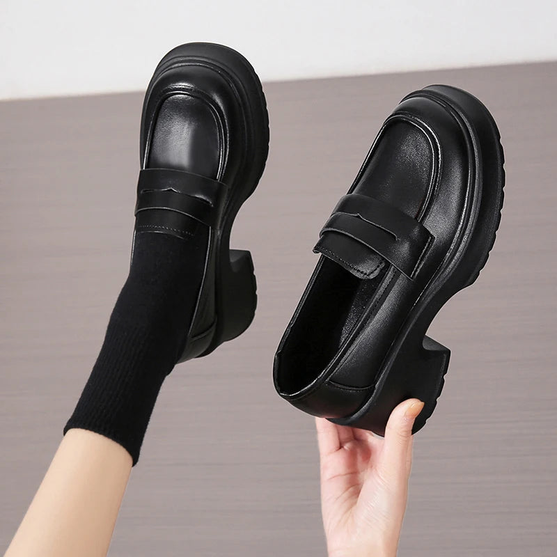 Damen Slip On Plateau Mary Jane Schuhe, japanische Jk-Uniform, Lolita-Schuhe, britischen Stil