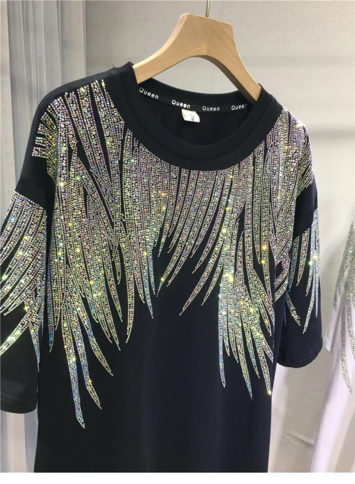 Damen Top T-Shirt mit Pailletten Print Tees, Übergröße