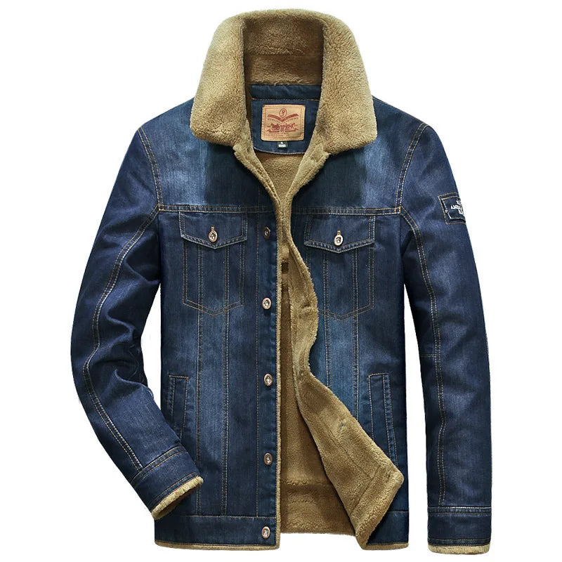 Herren Windbreaker Fleece dicke warme Winter Jeans Jacke
