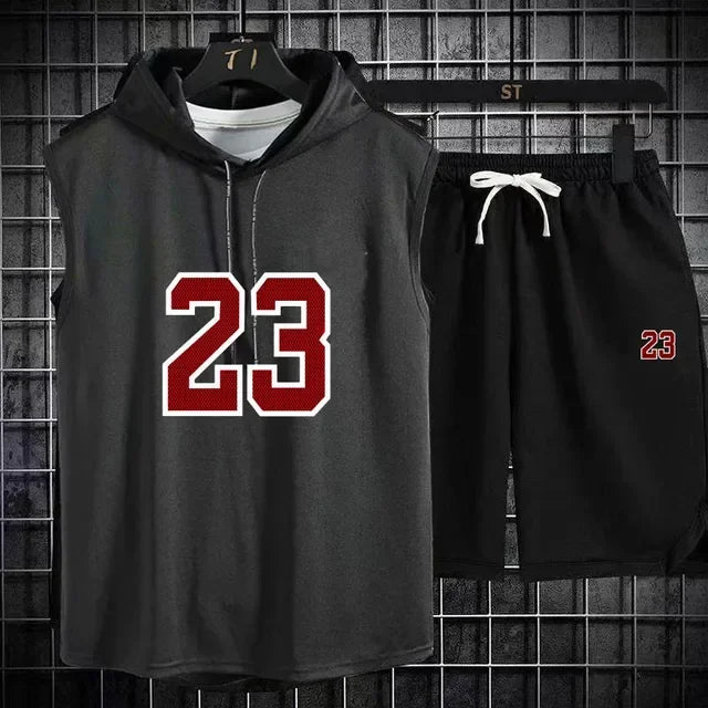 Zweiteiliges lässiges Sommer T-Shirt + Shorts Set für Herren Sportanzug