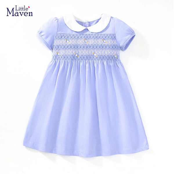 Little Maven Baby Mädchen Sommer Kleid Cartoon Stickerei Blumen