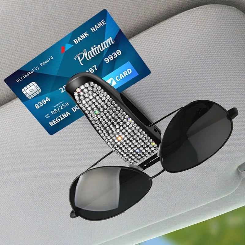Auto Brillen- Kartenhalter für Sonnenblende, Universal Halterung Strass