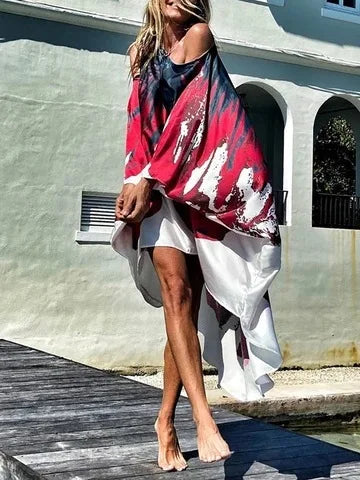 Langes One Shoulder Strand Sommer Kleid
