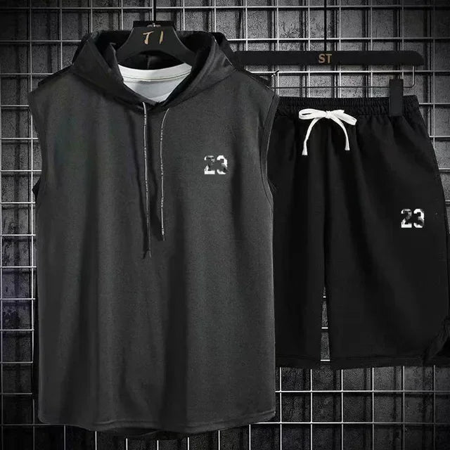 Zweiteiliges lässiges Sommer T-Shirt + Shorts Set für Herren Sportanzug