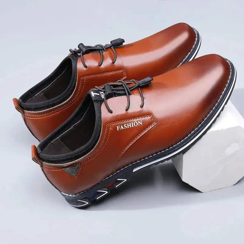 British Men's Casual Leather Shoes Comfortable Low-top Shoes