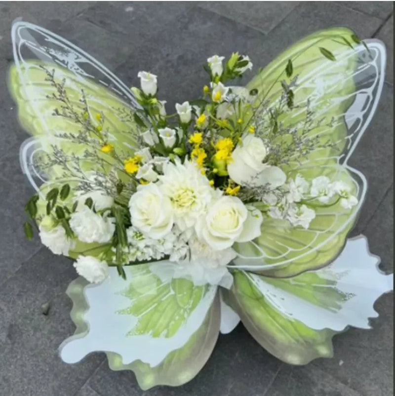 Schmetterlingsflügelförmiges Blumenstrauß-Geschenkpapier Kristall Transparent DIY