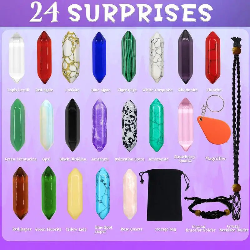 Advent calendar natural &amp; pure natural stone crystals Christmas gift box 24 days