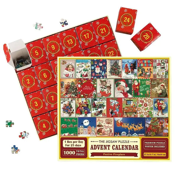 Puzzle Weihnachts  Adventskalenderr 1000 Teile Countdown-Kalender Puzzle 24 Tage