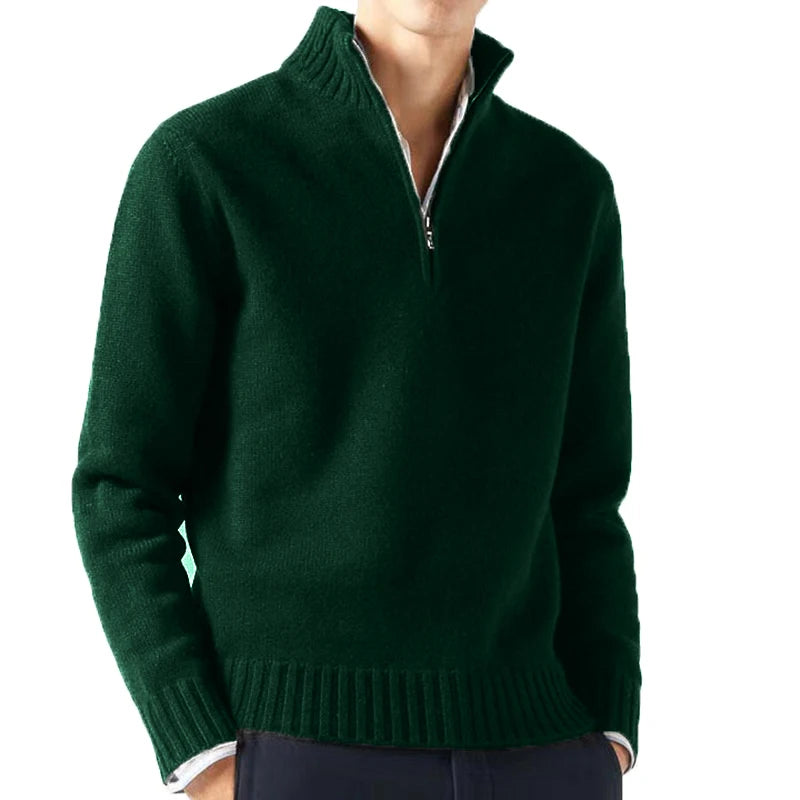 Herren Pullover mit Stehkragen einfarbig