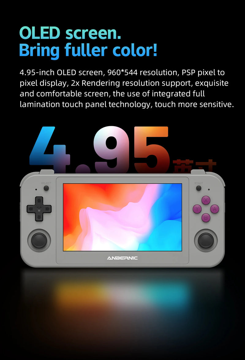 ANBERNIC RG505 Handheld-Spielkonsole 4,95″ OLED-Touchscreen Android 12 OS Tragbare Videospielkonsole Hall Joyctick OTA-Update