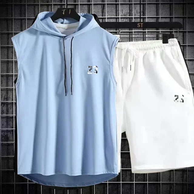 Zweiteiliges lässiges Sommer T-Shirt + Shorts Set für Herren Sportanzug