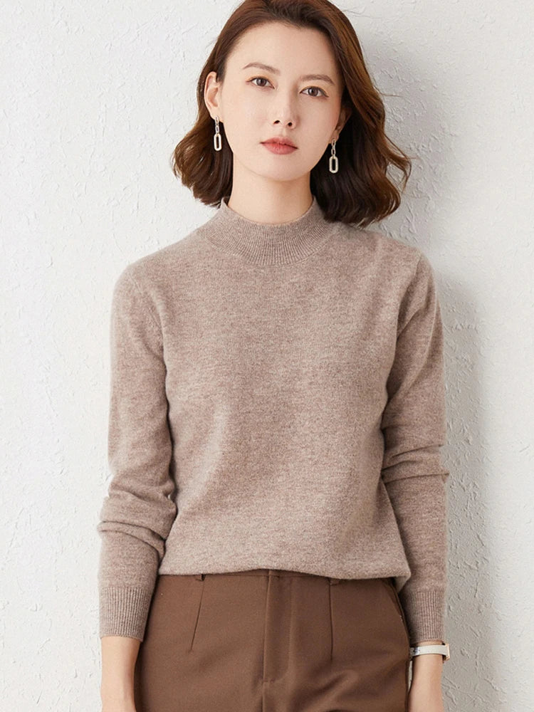 Women's cashmere touch high neck sweater
