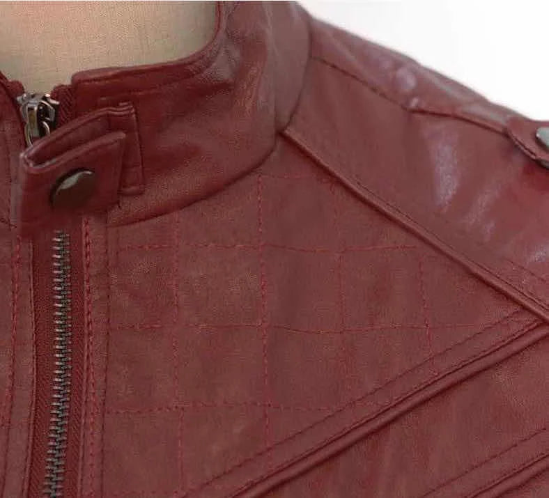 Herren Kunstleder Casual High-End-Mode Jacke mit Stehkragen