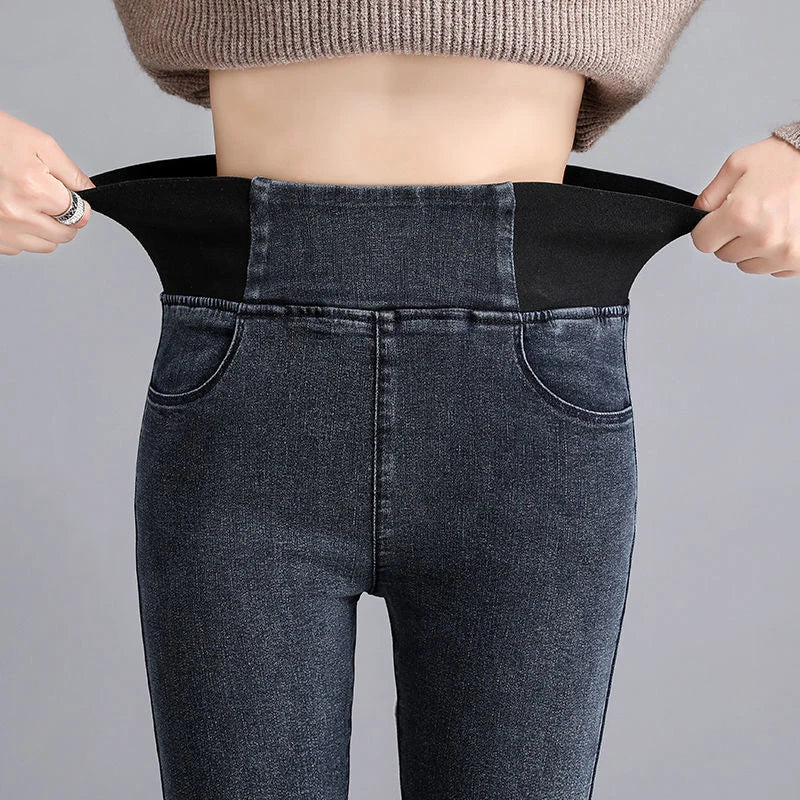Damen Skinny Pencil Jeans hohe Taille schlanke Jeans Hose Stretch Leggings