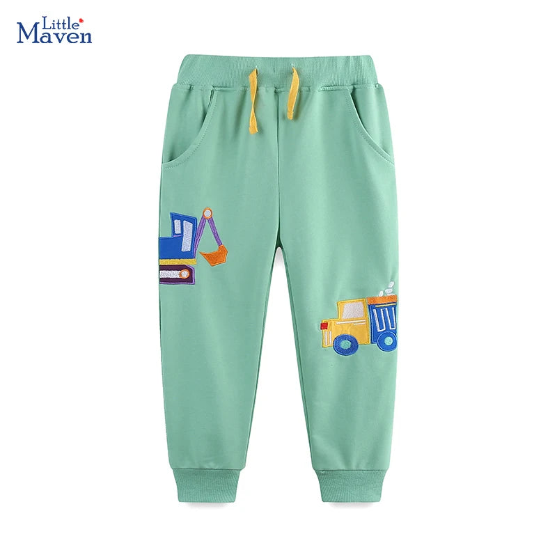 Little Maven – pantalons d'automne pour bébés garçons, vêtements pour enfants, pantalons de pelle de dessin animé brodés