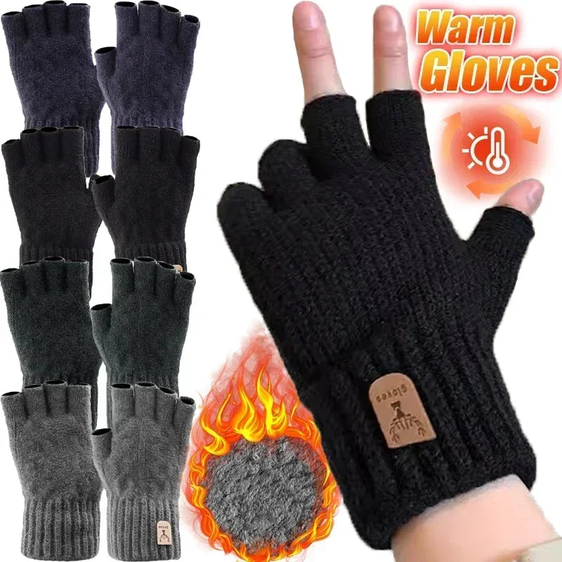 Unisex warm gestrickte dicke thermische Fingerlose Handschuhe