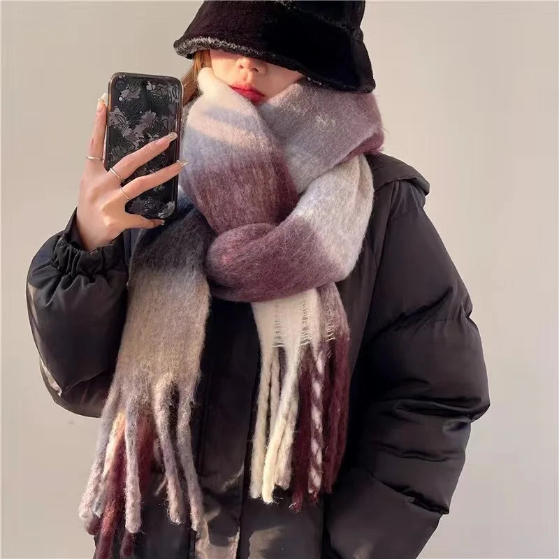 Warmer Kaschmir-Imitat Schal Langer Pashmina Foulard für Damen