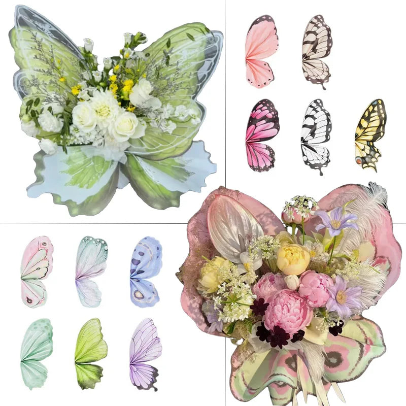 Schmetterlingsflügelförmiges Blumenstrauß-Geschenkpapier Kristall Transparent DIY