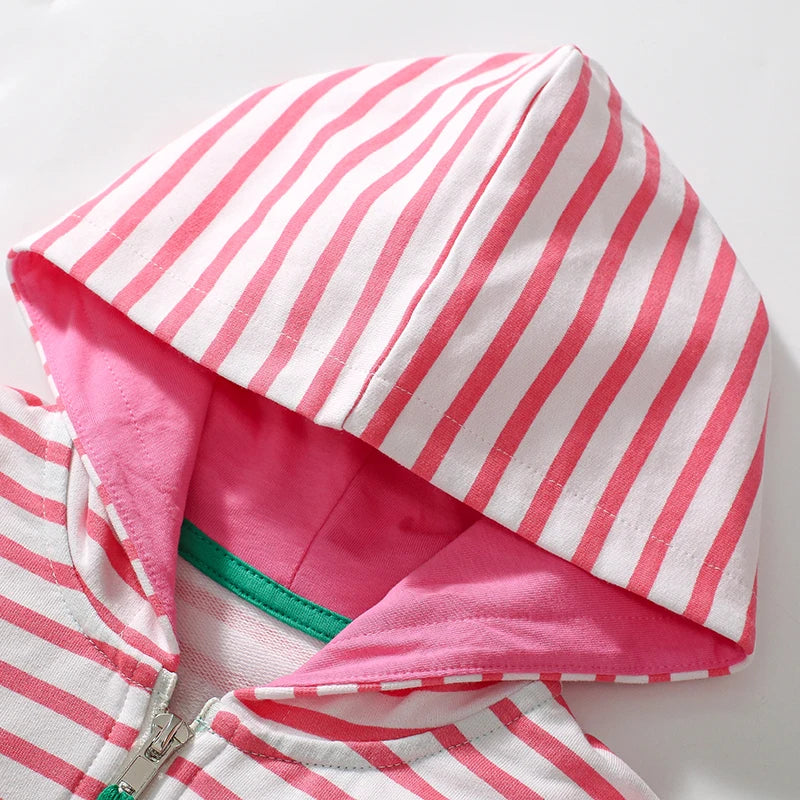 Little Maven Baby Girls Cotton Jacket with Hood Embroidery Cartoon Strawberry