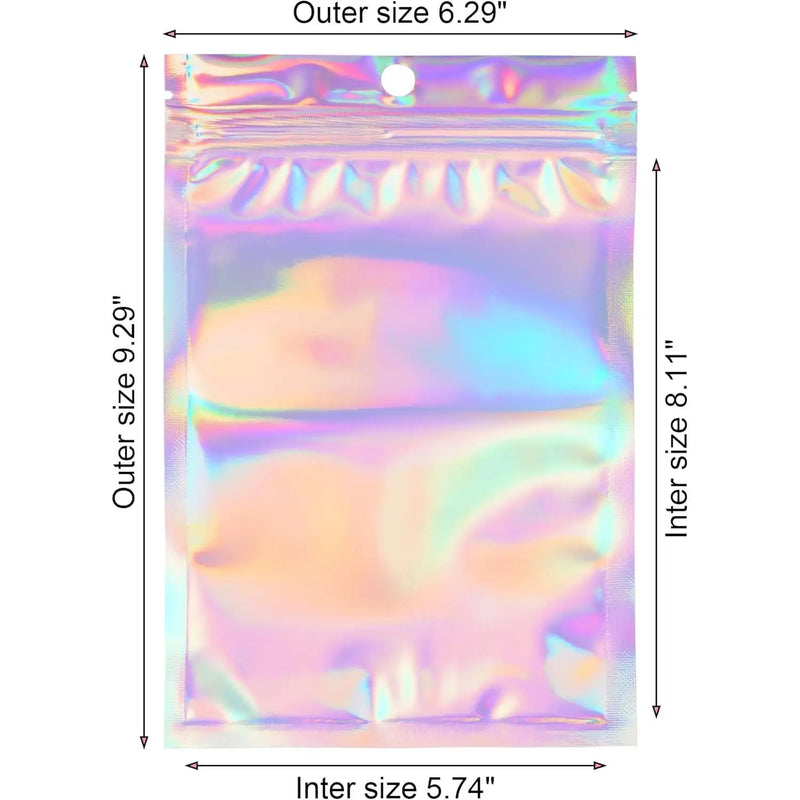 Sacs holographiques épais en Mylar avec fenêtre transparente, 10/20/50/100 pièces