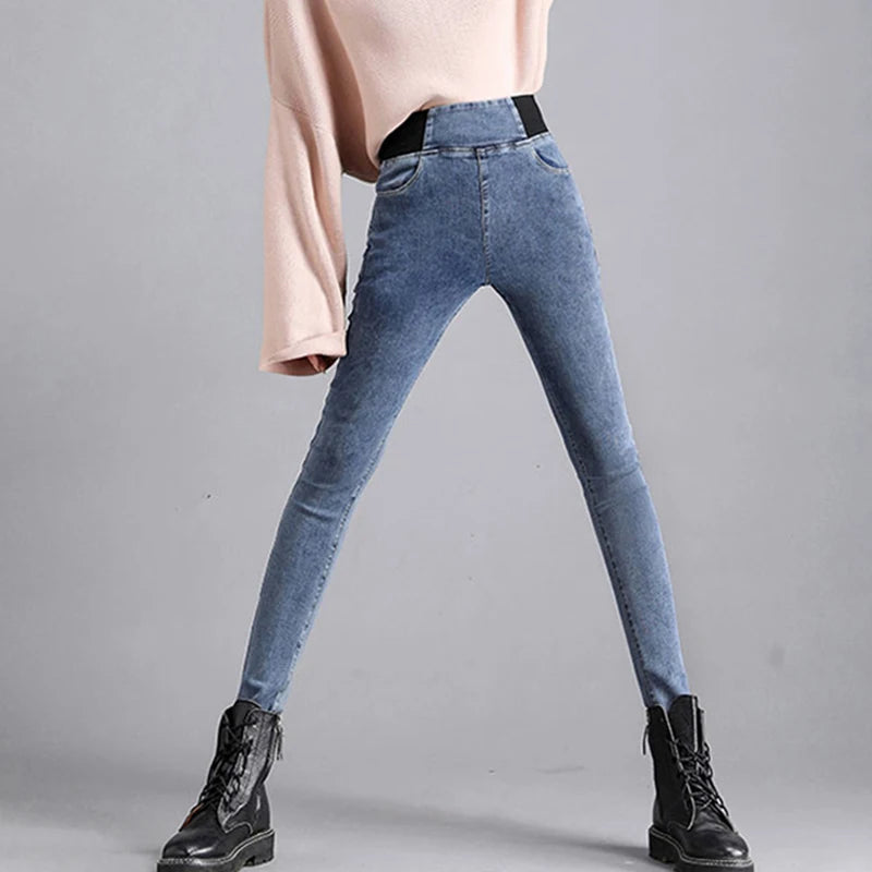Damen Skinny Pencil Jeans hohe Taille schlanke Jeans Hose Stretch Leggings