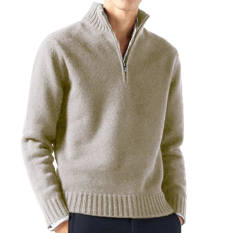 Herren Pullover mit Stehkragen einfarbig