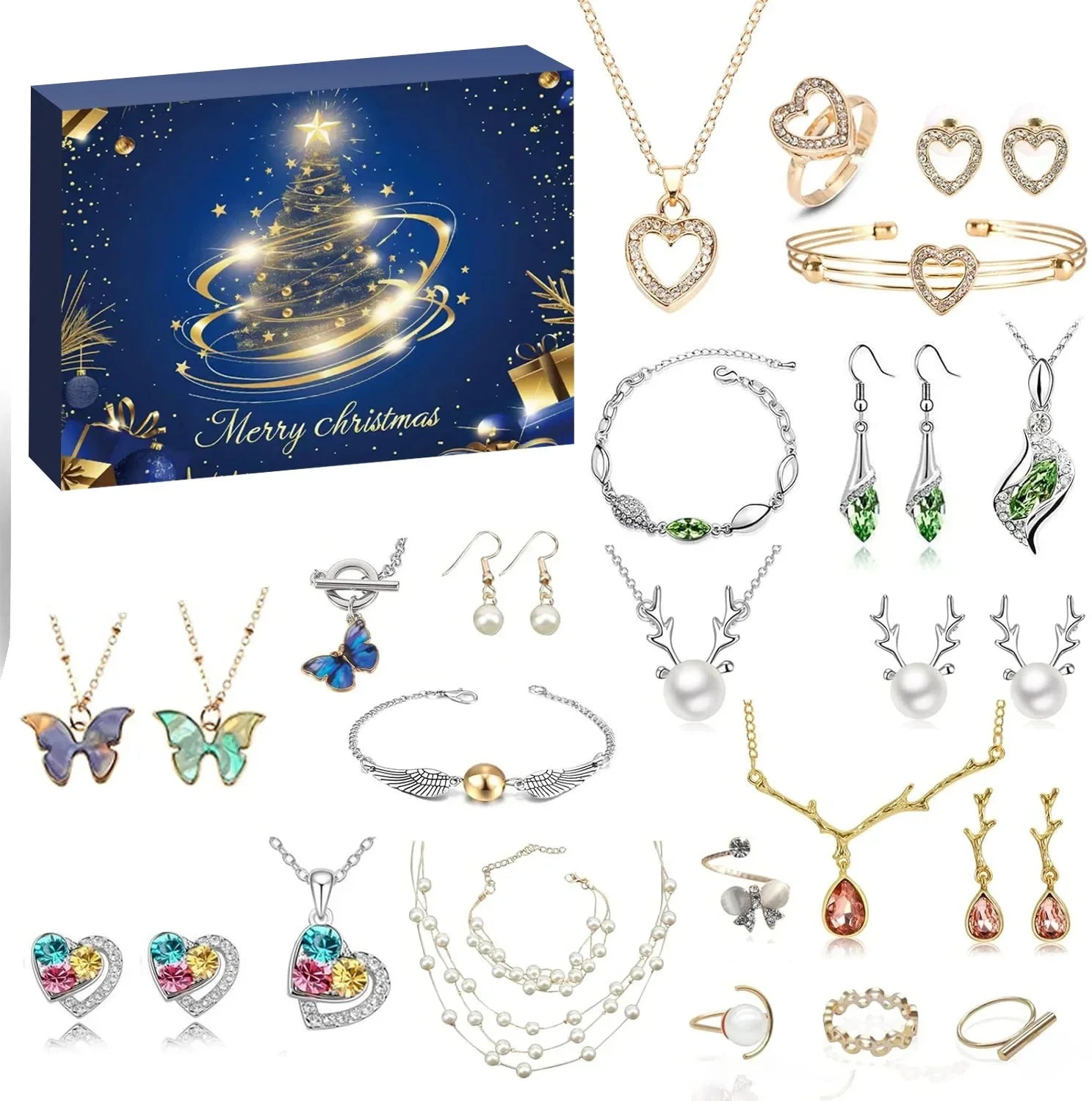 Christmas decorations Advent calendar 24-day countdown to the Christmas calendar Trendy jewelry set