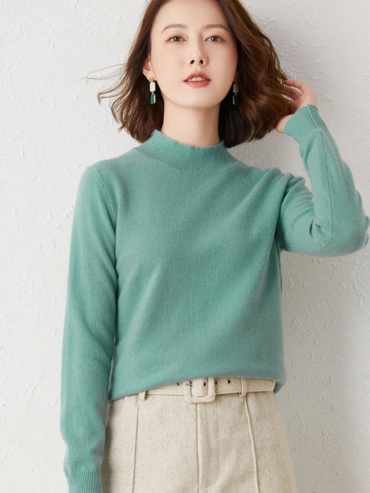 Women's cashmere touch high neck sweater