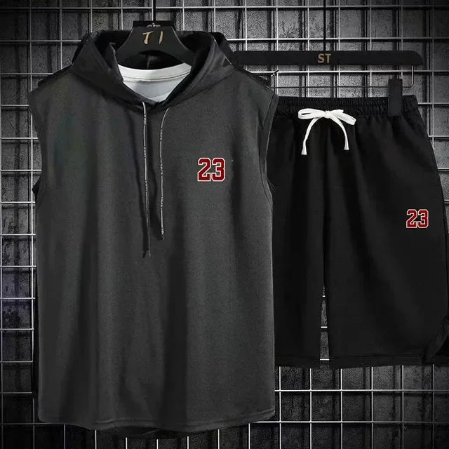Zweiteiliges lässiges Sommer T-Shirt + Shorts Set für Herren Sportanzug