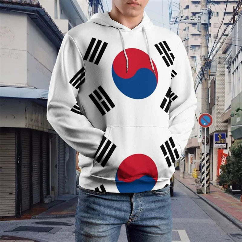 Unisex Hoodie Koreanische Flagge bedruckt, mit Kapuze