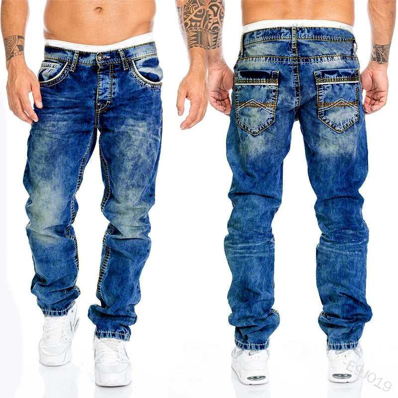 Herren Jeans Straight Stretch Slim Hose