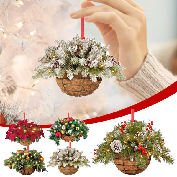 2D Künstliche hängende Blumenkorb Weihnachtsanhänger Weihnachtsbaum