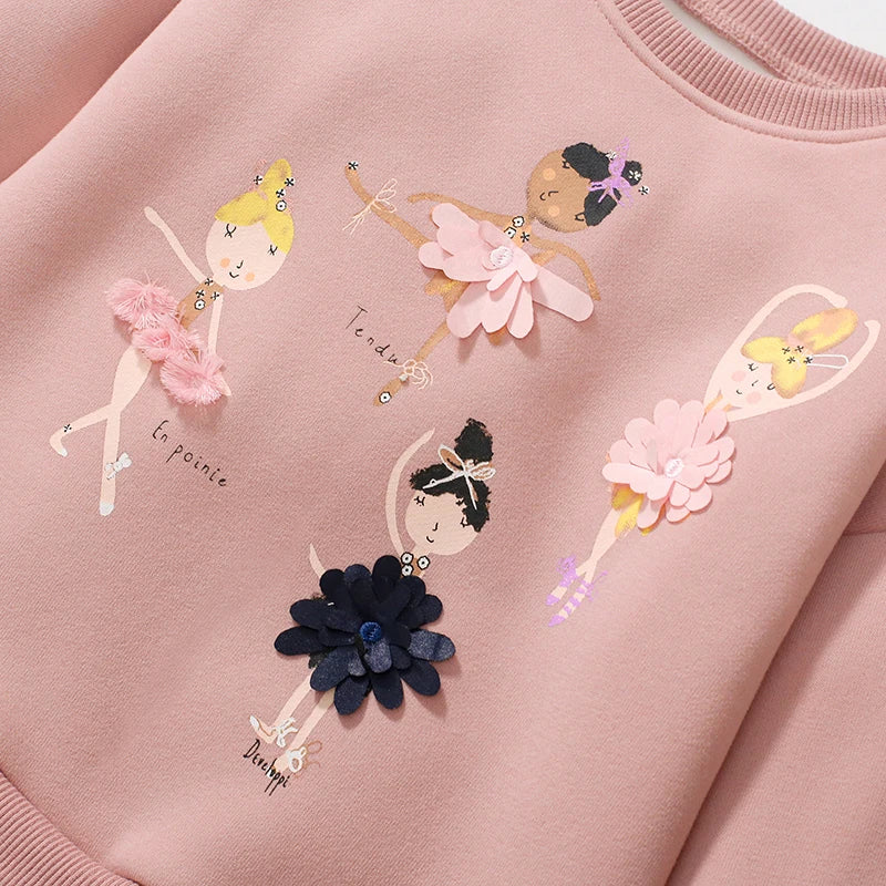 Little Maven Baby Mädchen Sweatshirt warmer Fleece Cartoon Ballett Mädchen