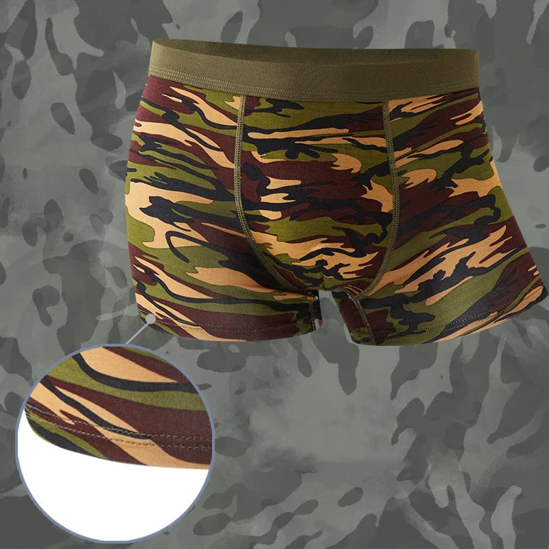 4 Stück Herren Boxershorts Camouflage Military Unterwäsche