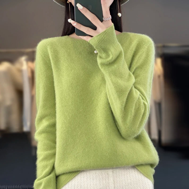 Damen Strickpullover aus 100 % reiner Merinowolle
