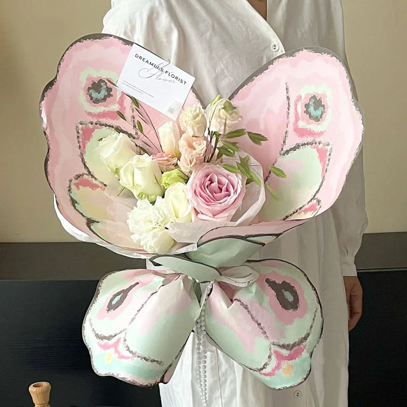 Schmetterlingsflügelförmiges Blumenstrauß-Geschenkpapier Kristall Transparent DIY