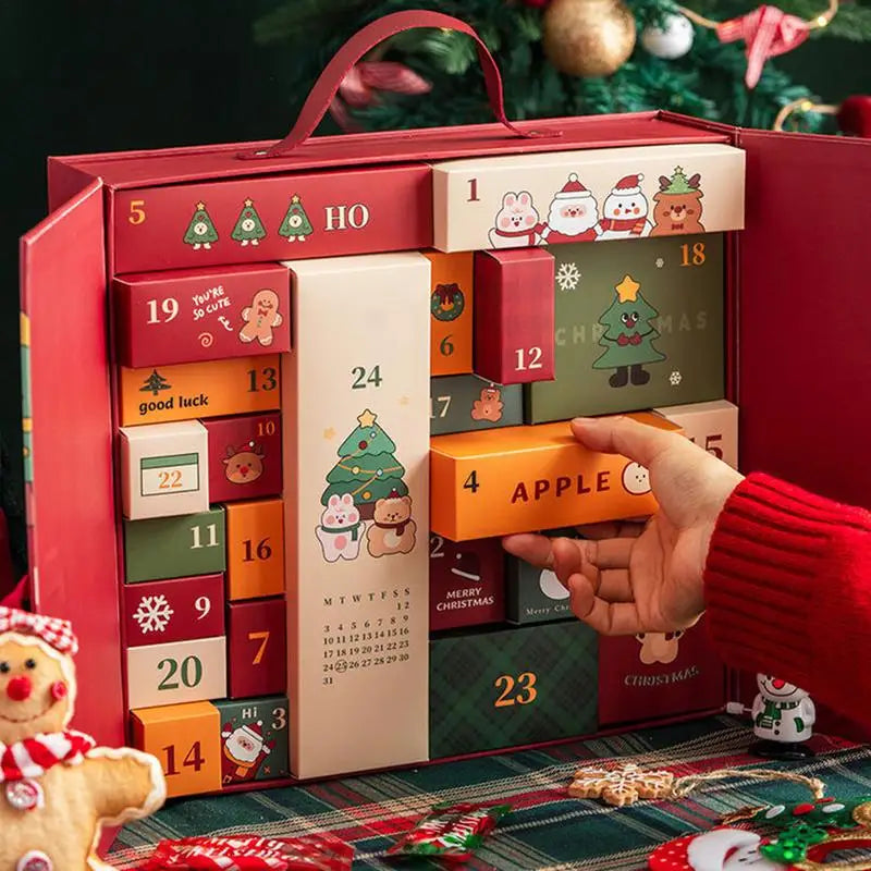 DIY Weihnachts-Adventskalender-Box mit 24 Geschenkverpackungsboxen, Adventskalender-Box für Kinder, LEER, individuell nachfüllbar