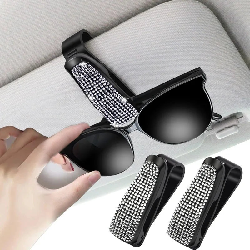 Auto Brillen- Kartenhalter für Sonnenblende, Universal Halterung Strass