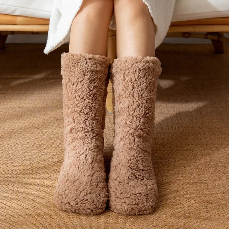 Damen dicke warme Fleece Anti-Rutsch Socken