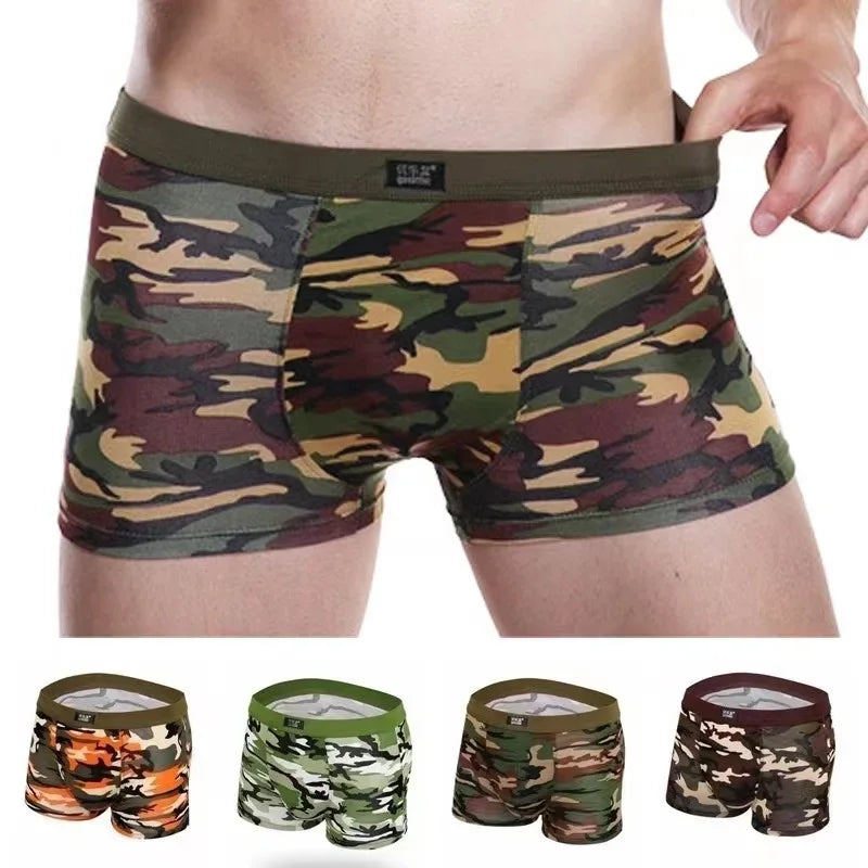 4 Stück Herren Boxershorts Camouflage Military Unterwäsche