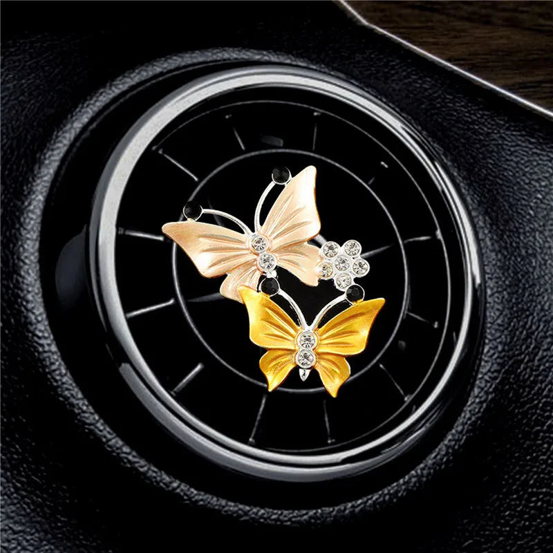 Parfüm-Clip für den Luftauslass im Auto, exquisiter, diamantbesetzter Schmetterling, Schmuck für die Klimaanlage