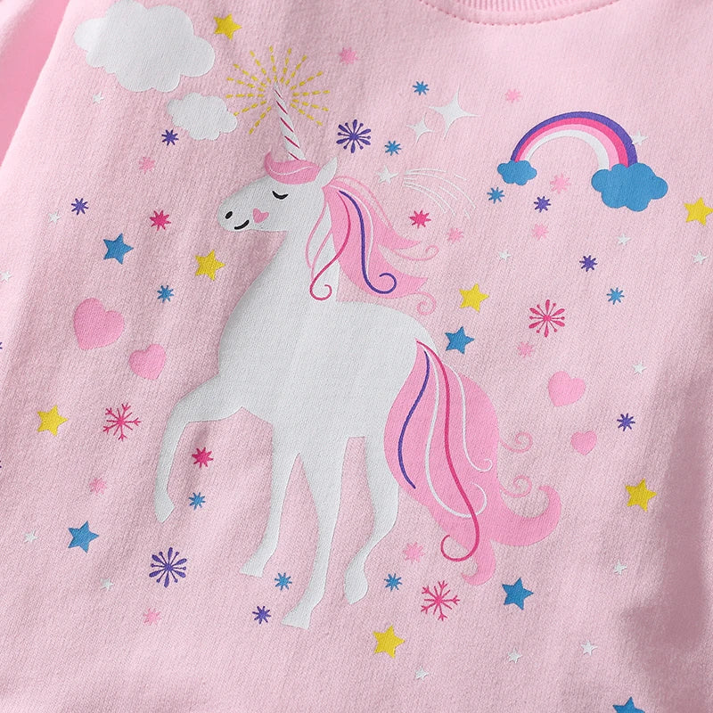 Little Maven Baby Mädchen Sweatshirt Top + Leggings Set Cartoon Einhorn