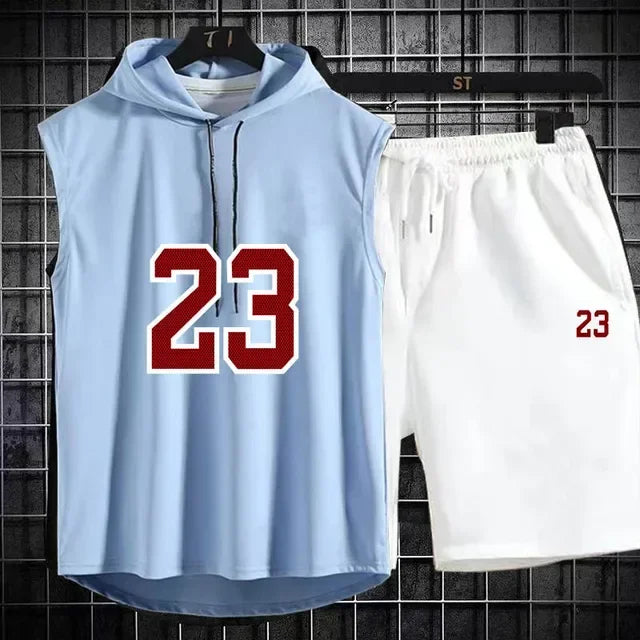 Zweiteiliges lässiges Sommer T-Shirt + Shorts Set für Herren Sportanzug