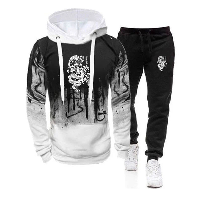 Herren 3D Winter Trainingsanzug Casual Sportbekleidung Pullover Sweatershirt