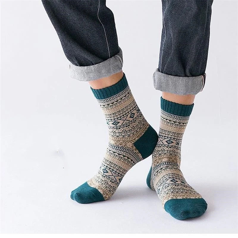 5 Paar Retro-Stil Herren Winter Socken dicke warme Komfort Baumwolle