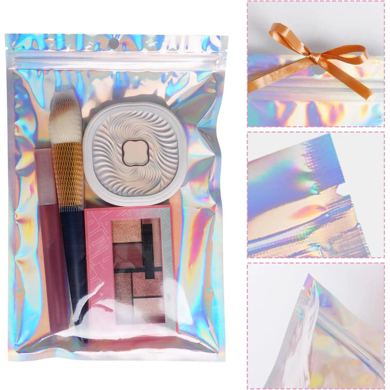 Sacs holographiques épais en Mylar avec fenêtre transparente, 10/20/50/100 pièces