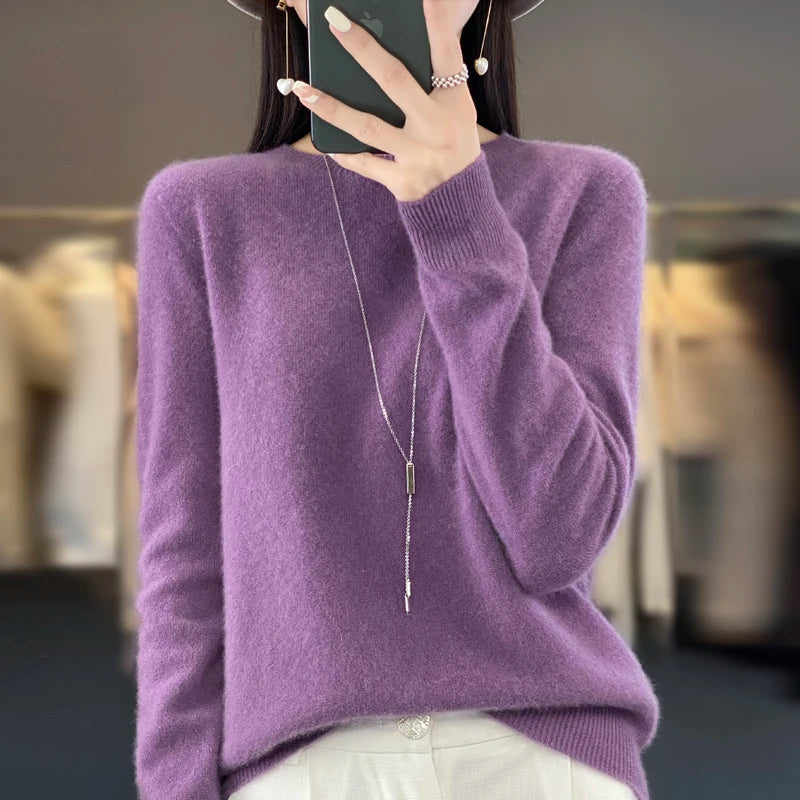 Damen Strickpullover aus 100 % reiner Merinowolle